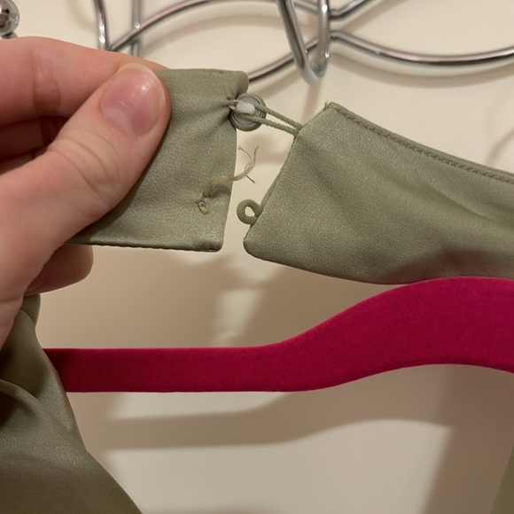 LE LIS Satin Sage Green Cocktail Hour Halter Dress - Picture 6 of 9